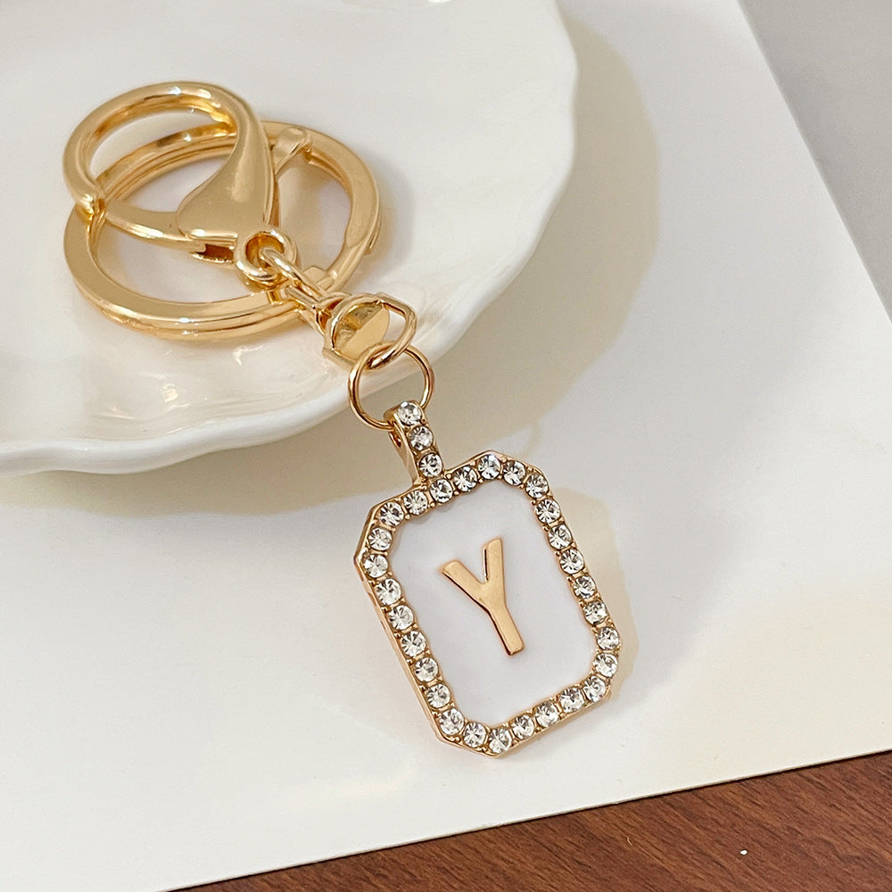 Wholesale 26 Letters Diamond-drip Oil Key Chain